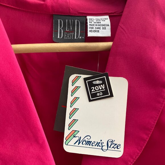 NEW VTG BLVD East Padded Shoulder Button Up Shirt Blouse 20W Pink 100% Polyester - Picture 2 of 3